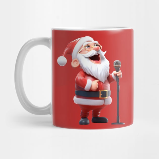 Jolly Jam Session: 3D Santa Singing Spectacular Tee by nftshirt